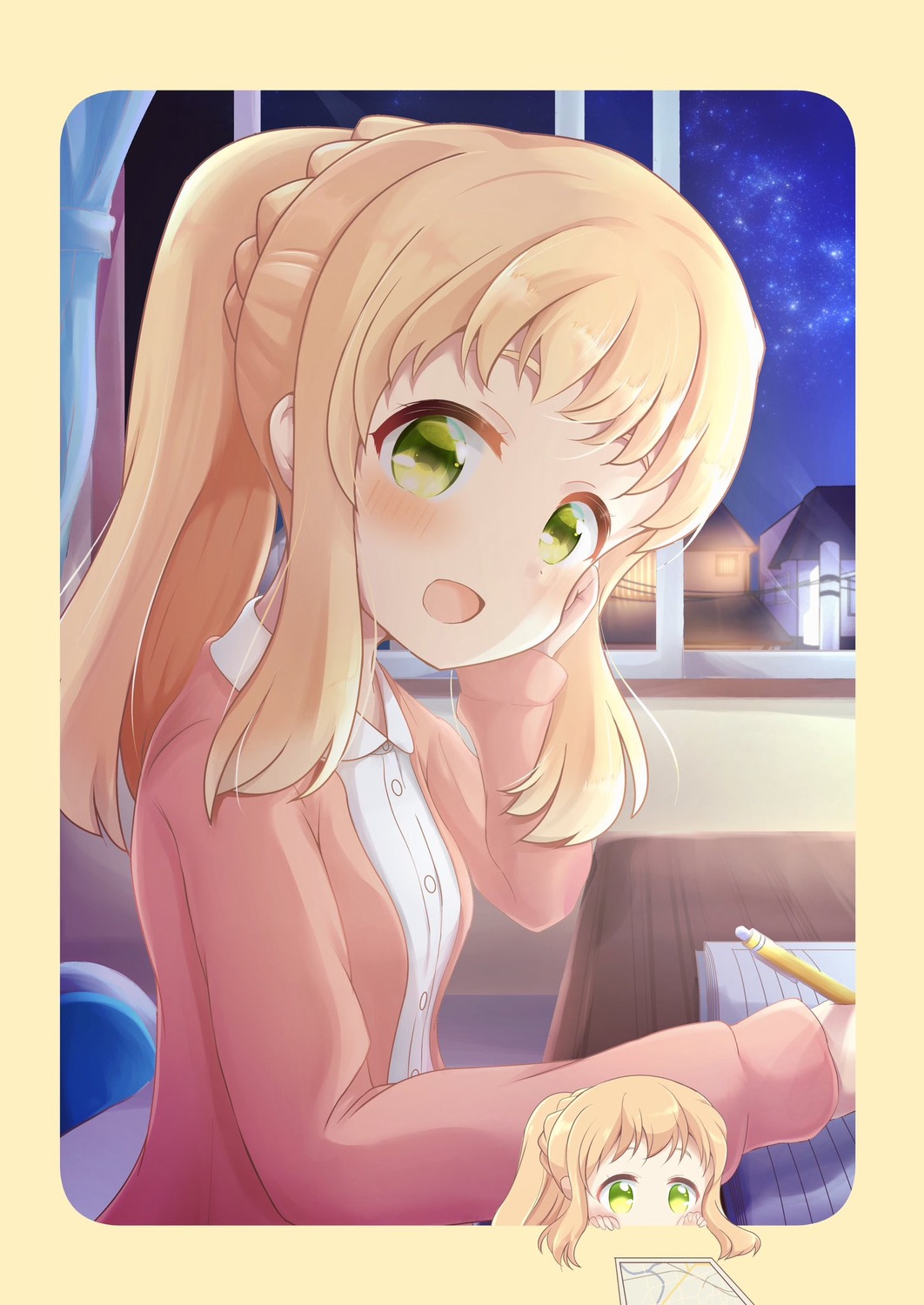 asagi_yu, chibi, dress_shirt, inose_mai, koisuru_asteroid, sweater