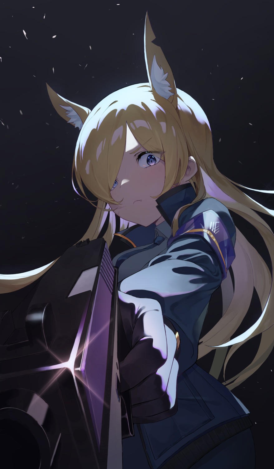 animal_ears, blue_archive, gun, inumimi, lipton_(user_nfaw4242), ogata_kanna_(blue_archive), police_uniform