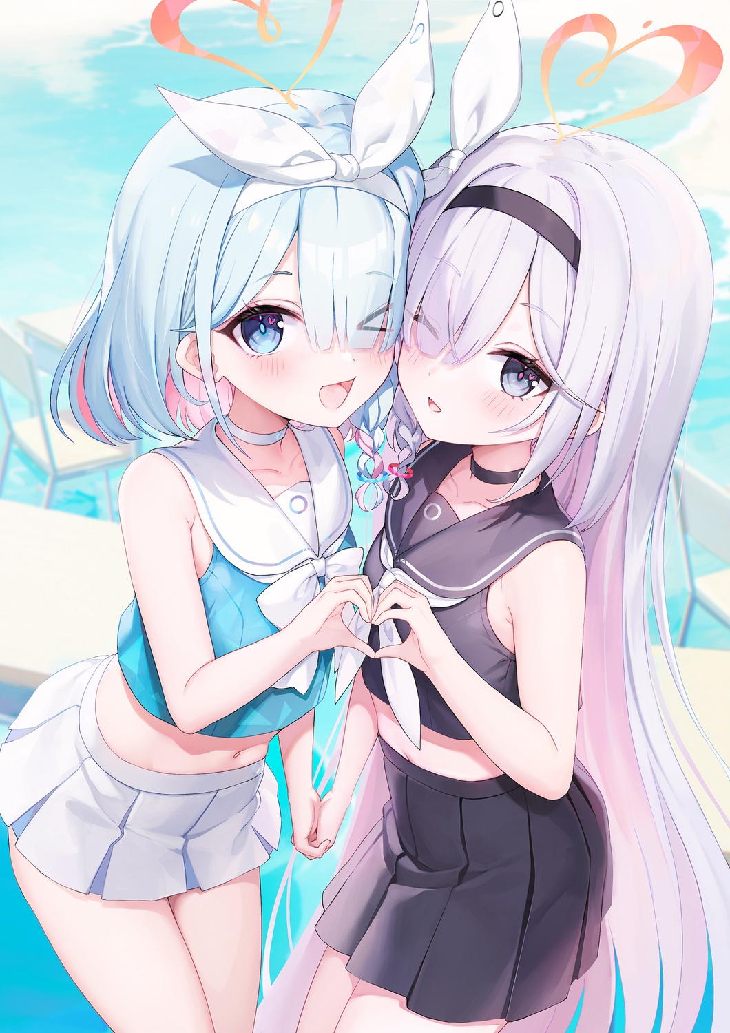 arona_(blue_archive), blue_archive, halo, jehyun, plana_(blue_archive), seifuku