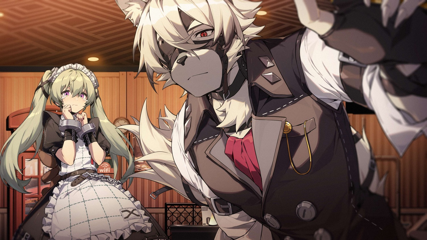 animal_ears, corin_wickes, eyepatch, maid, tagme, tail, von_lycaon, zenless_zone_zero