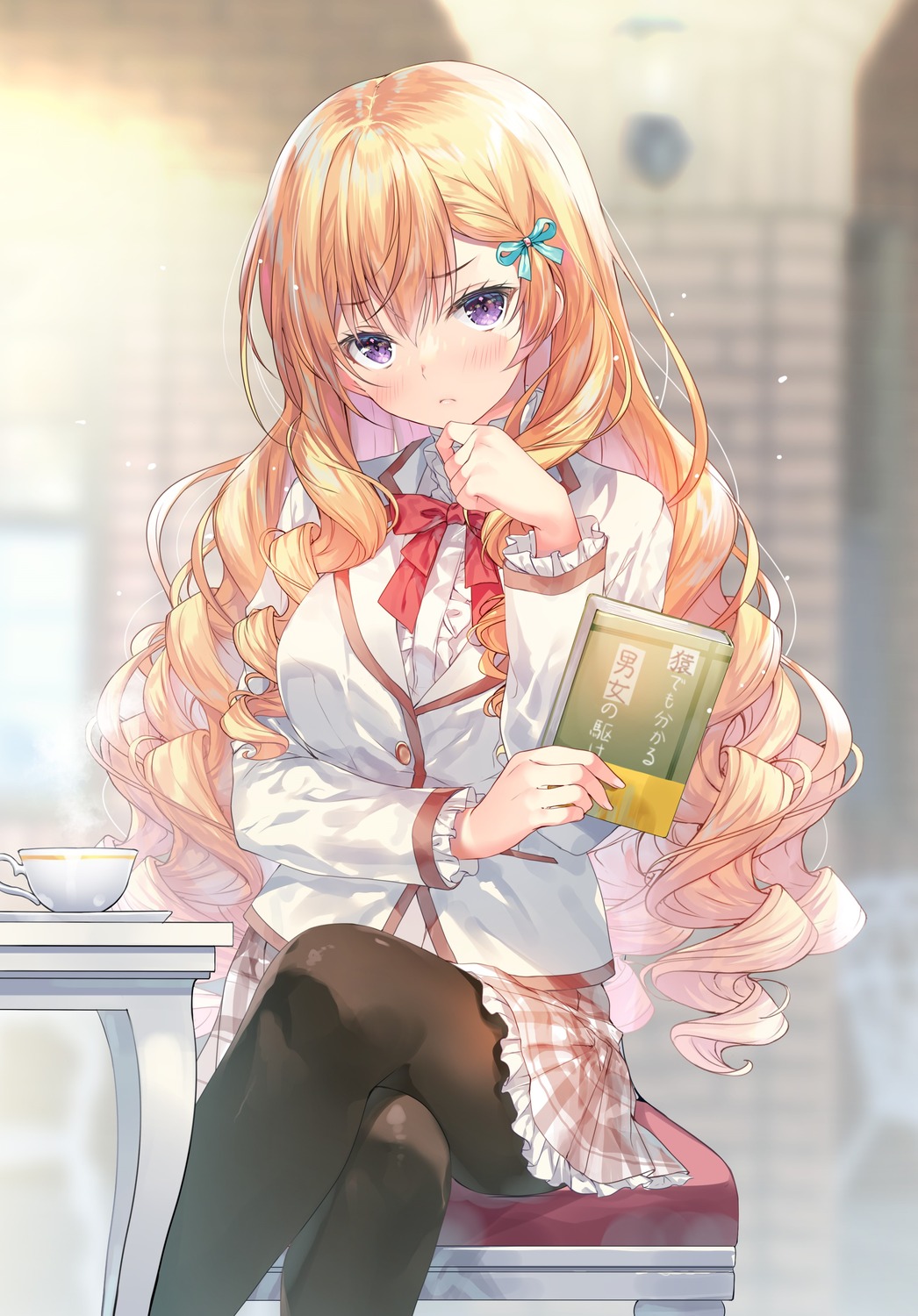 miwabe_sakura, pantyhose, saijo_no_osewa, seifuku, skirt_lift, tennouji_mirei