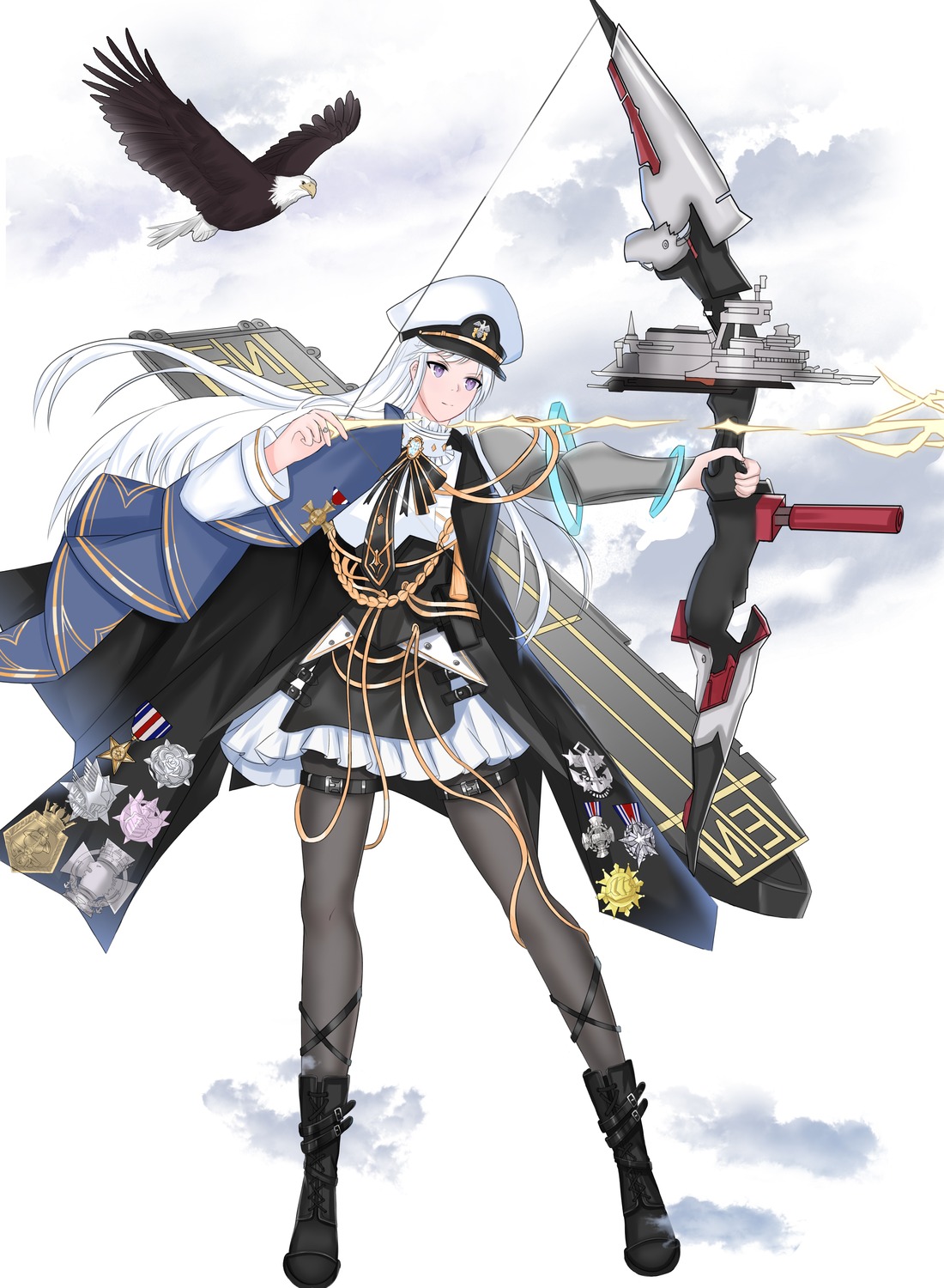 azur_lane, enterprise_(azur_lane), garter, pantyhose, uniform, weapon, xiaoli_(1507)