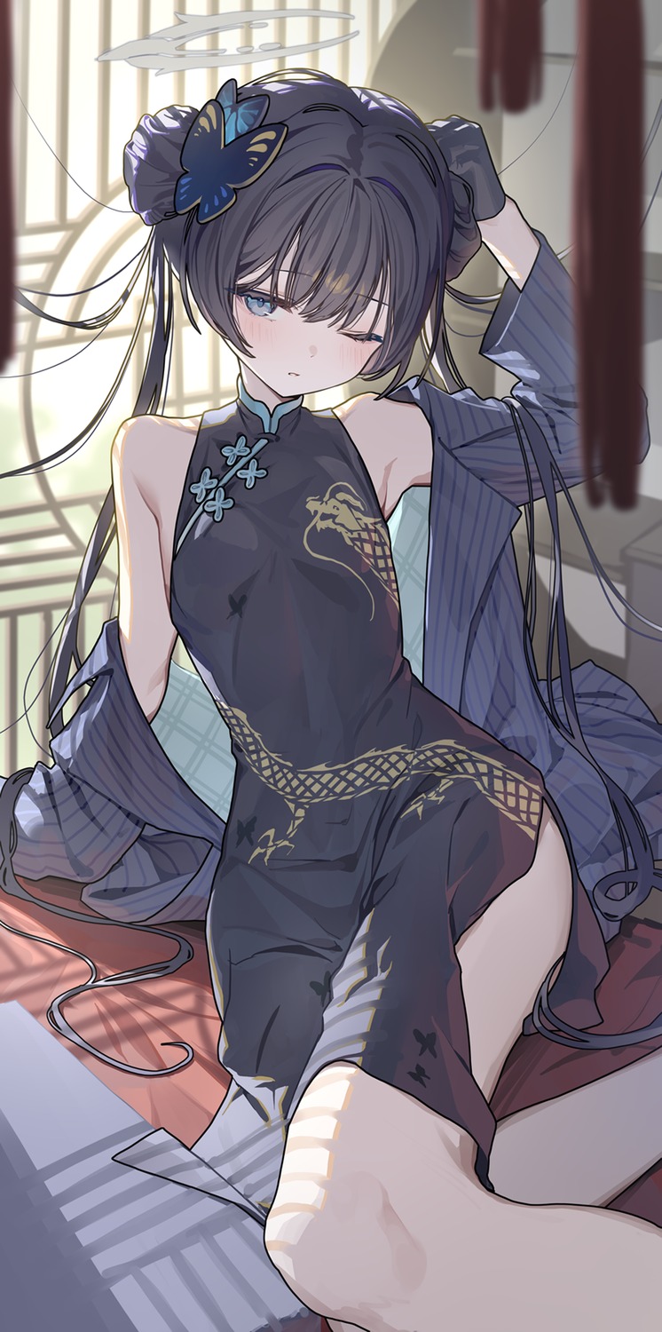 blue_archive, chinadress, halo, ningen_mame, ryuuge_kisaki