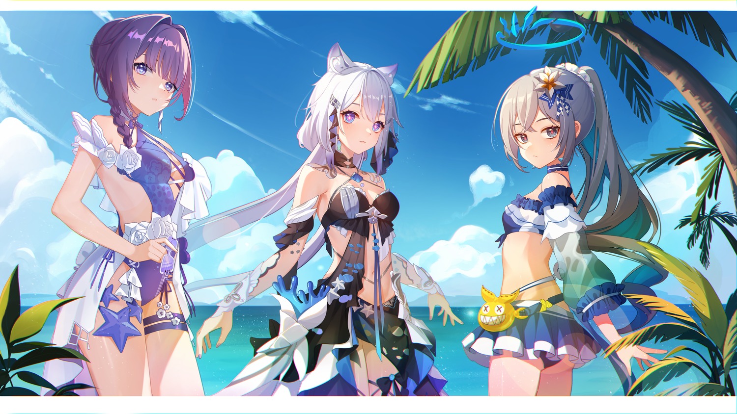 animal_ears, benghuai_xueyuan, bikini, bronya_zaychik, garter, honkai_impact, huang_tie_lin, kiana_kaslana