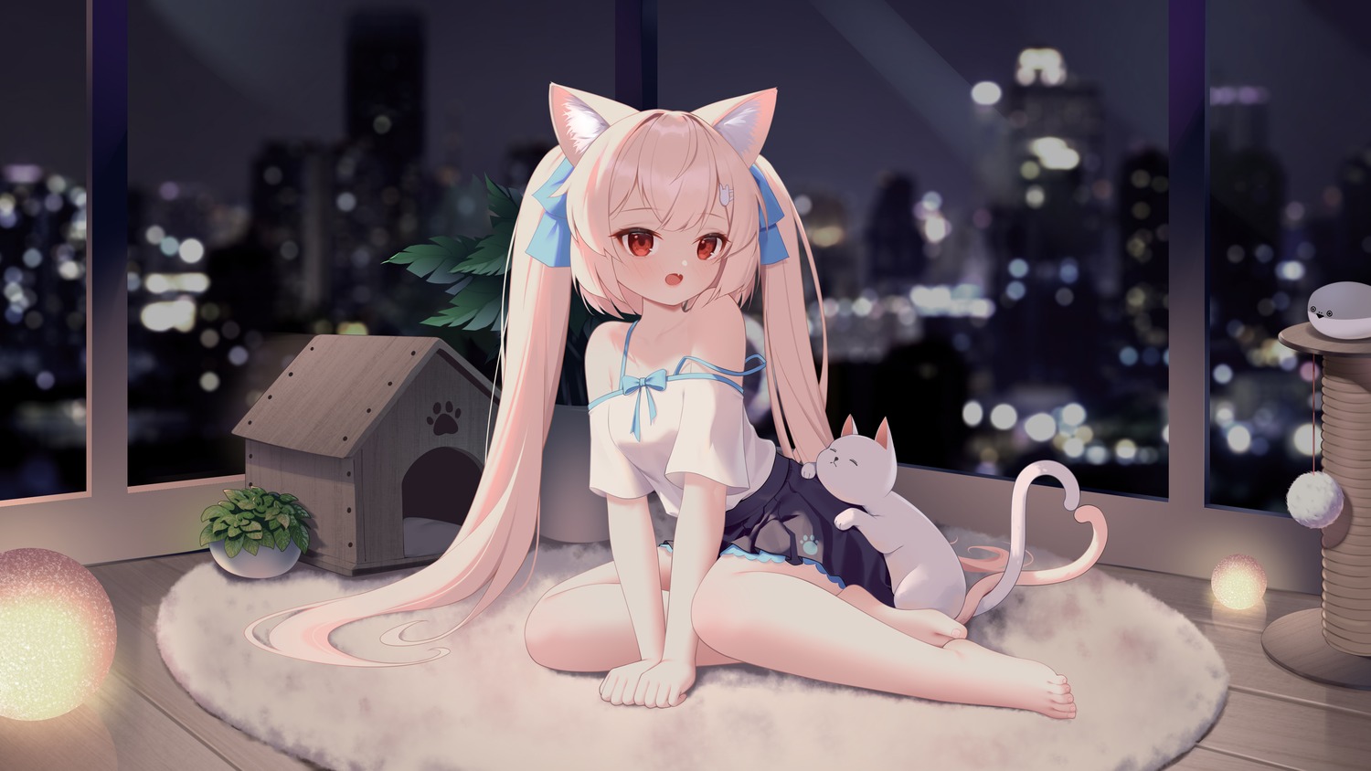 animal_ears, bingchuan_xian_yu_huang, neko, nekomimi, tail