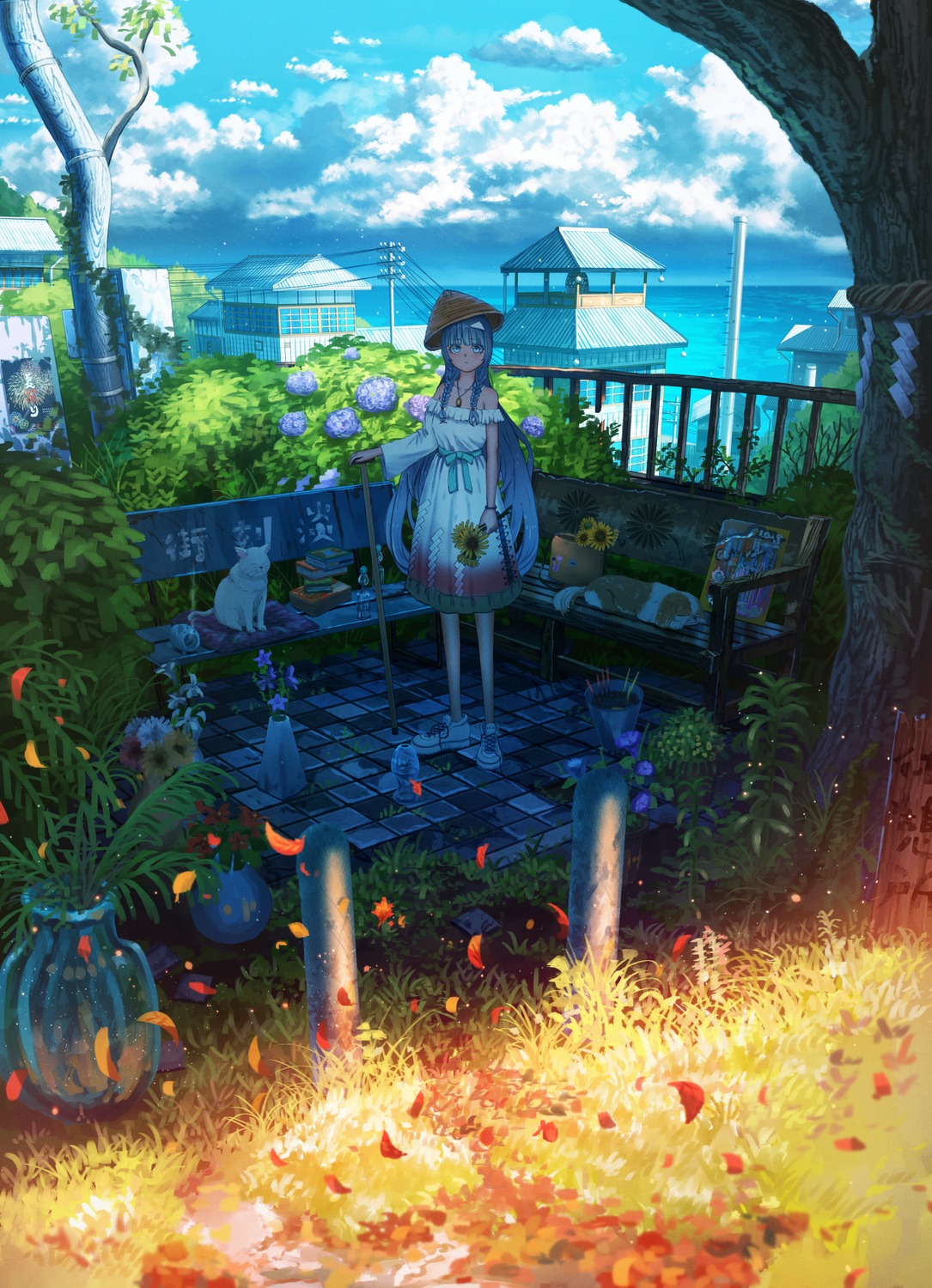 dress, landscape, neko, shuu_illust, summer_dress