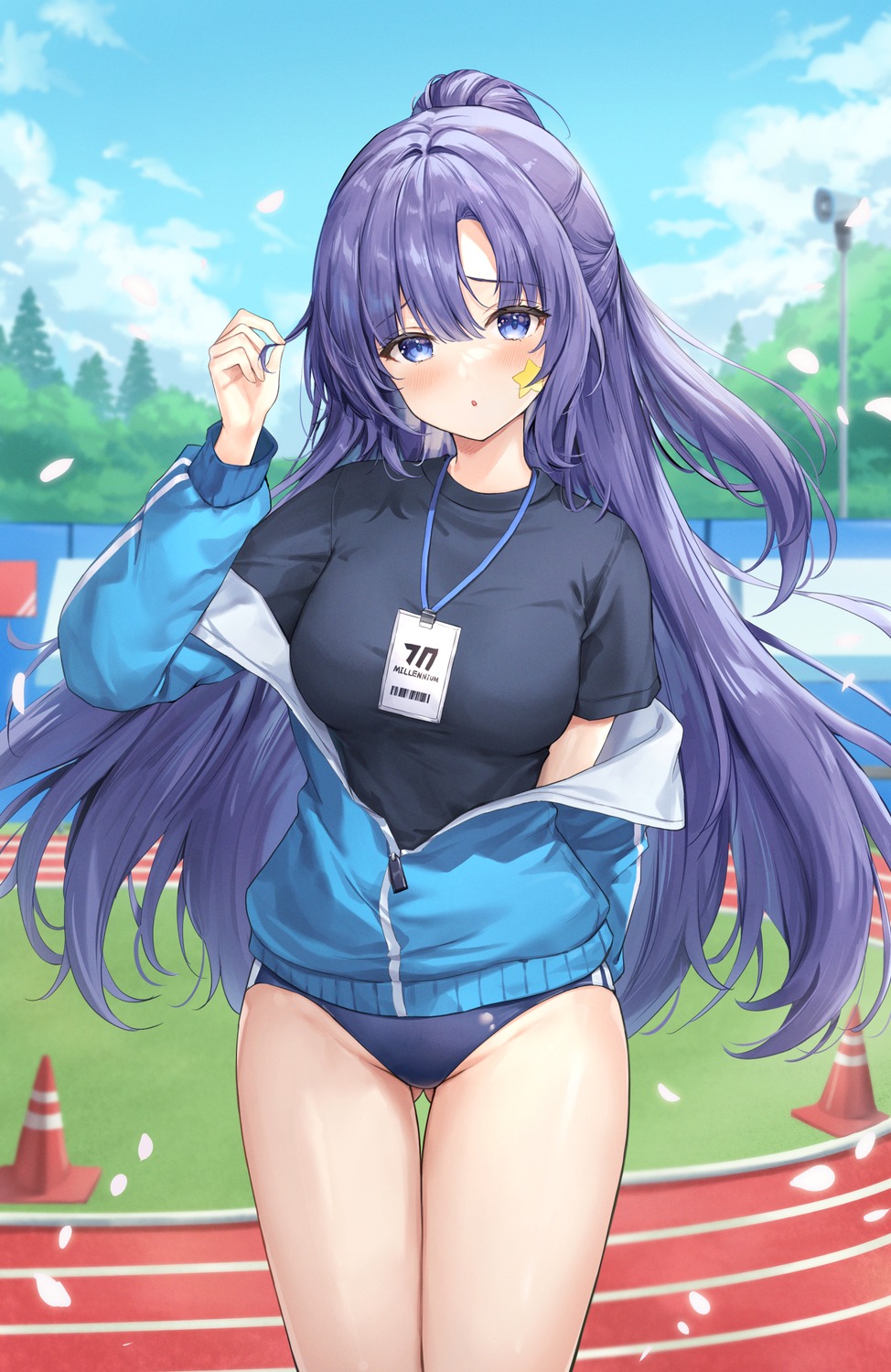 blue_archive, buruma, gemini_(feng), gym_uniform, hayase_yuuka, tattoo