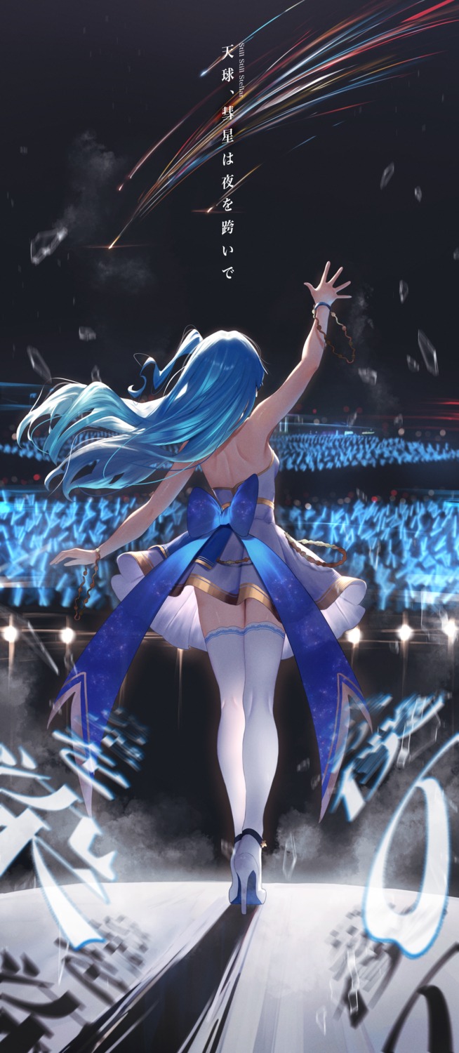 heels, hololive, hoshimachi_suisei, no_bra, senriyama, thighhighs