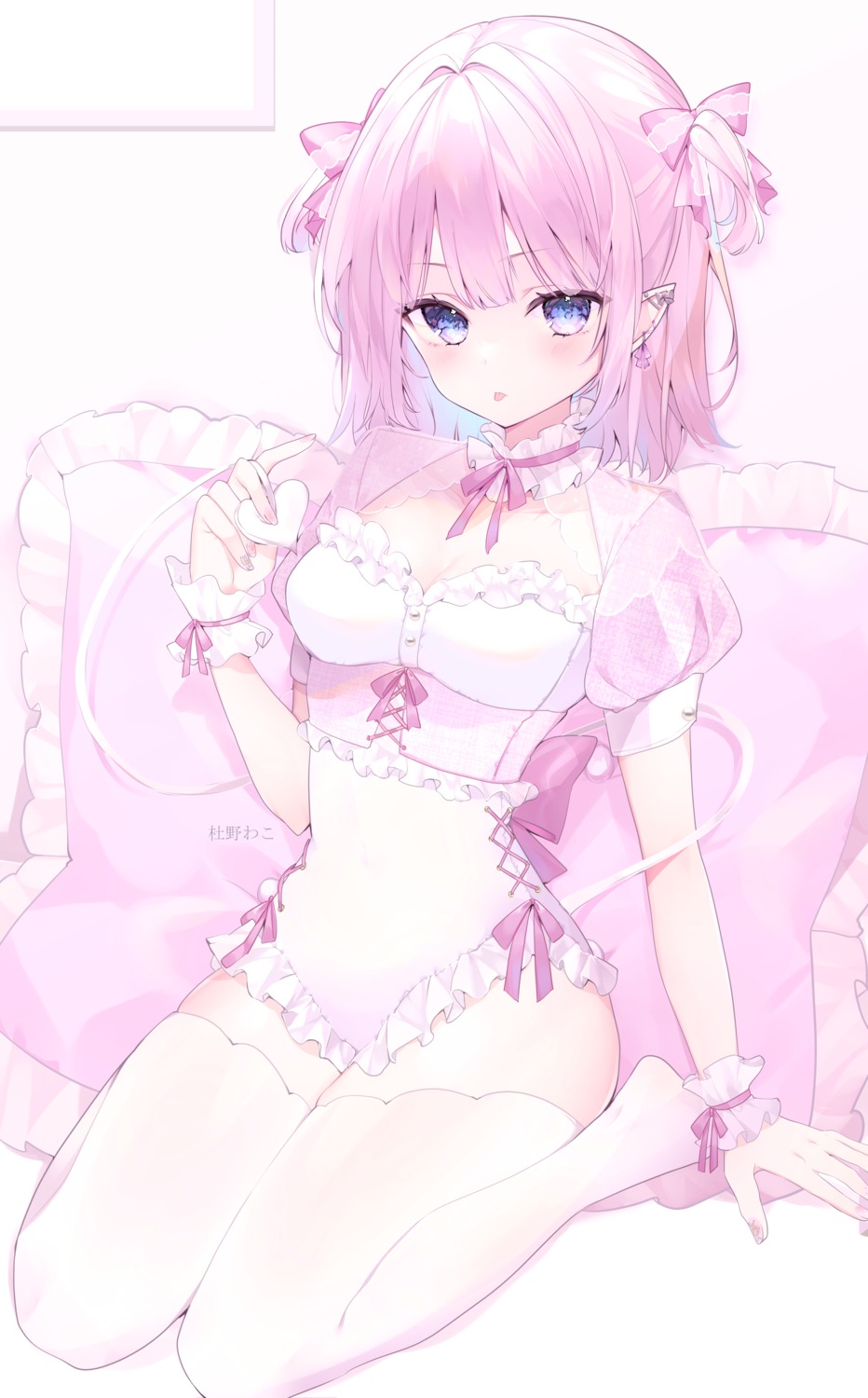 pointy_ears, tail, thighhighs, wako_morino