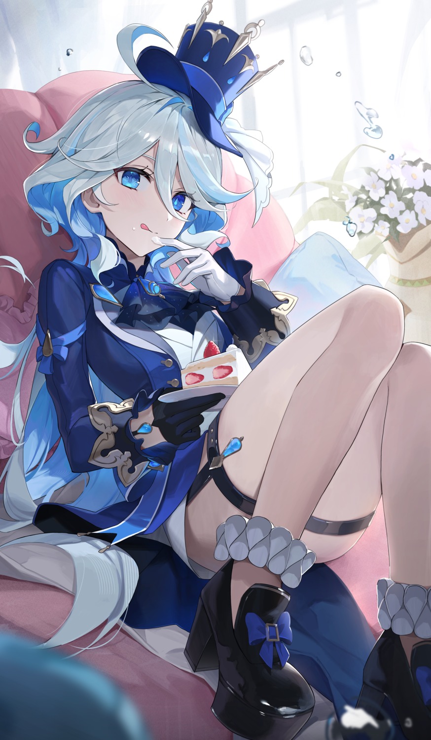 cream, furina, garter, genshin_impact, heels, heterochromia, ryugisa