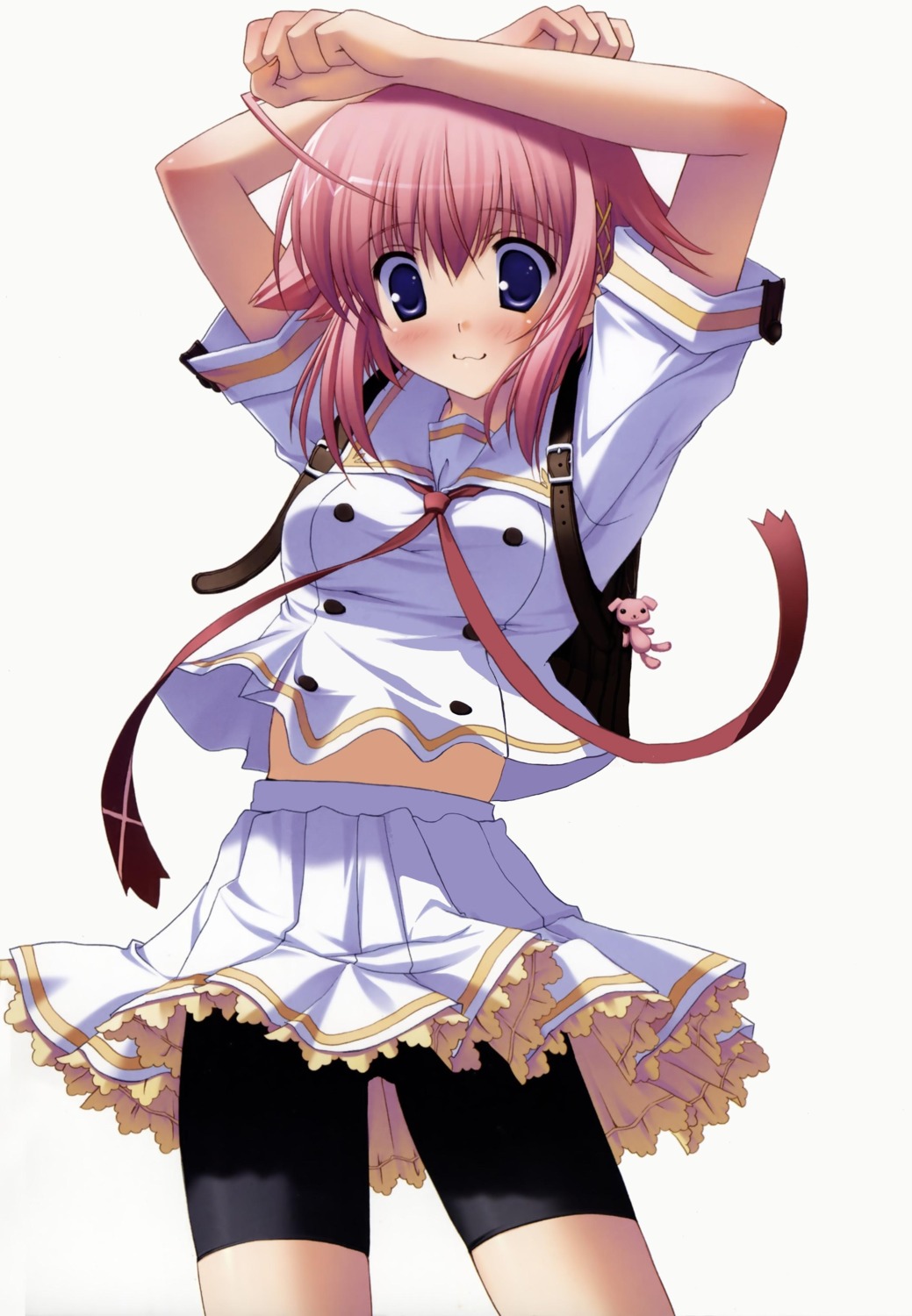 bike_shorts, hoshiful, ikegami_akane, seifuku, takatsuka_mizuki