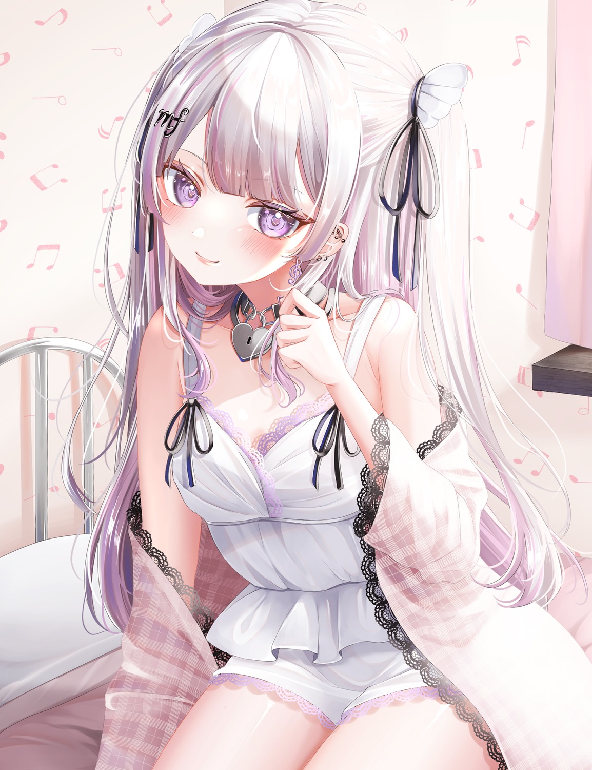 indie_virtual_youtuber, lingerie, ohagetty, otokagi_mero, pajama