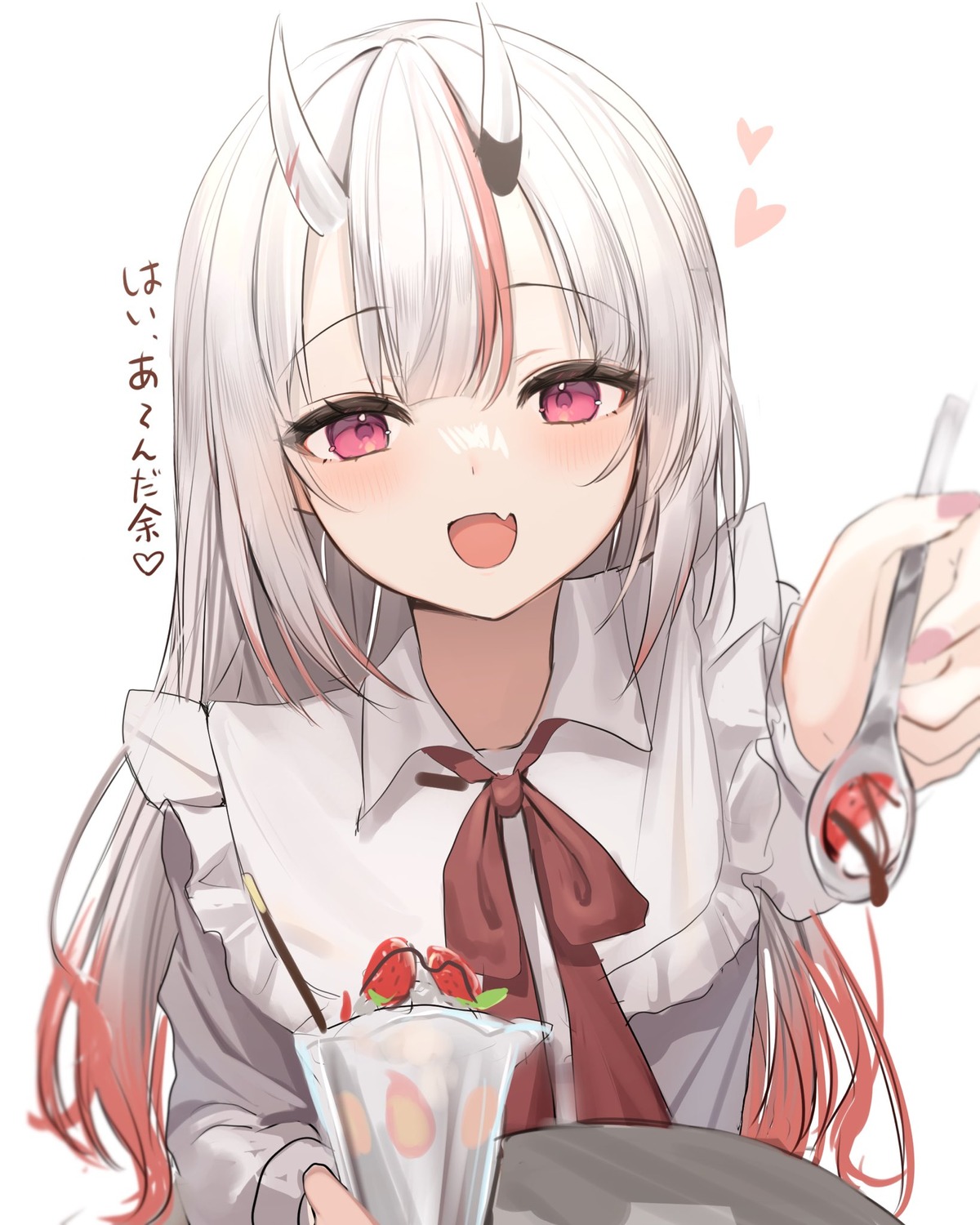 hololive, horns, iruka3, nakiri_ayame, sketch, waitress