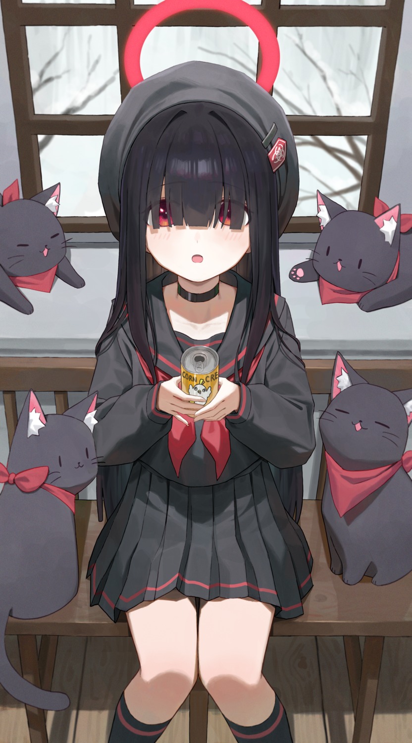 blue_archive, cro_(user_znms5733), halo, justice_realization_committee_member, neko, seifuku