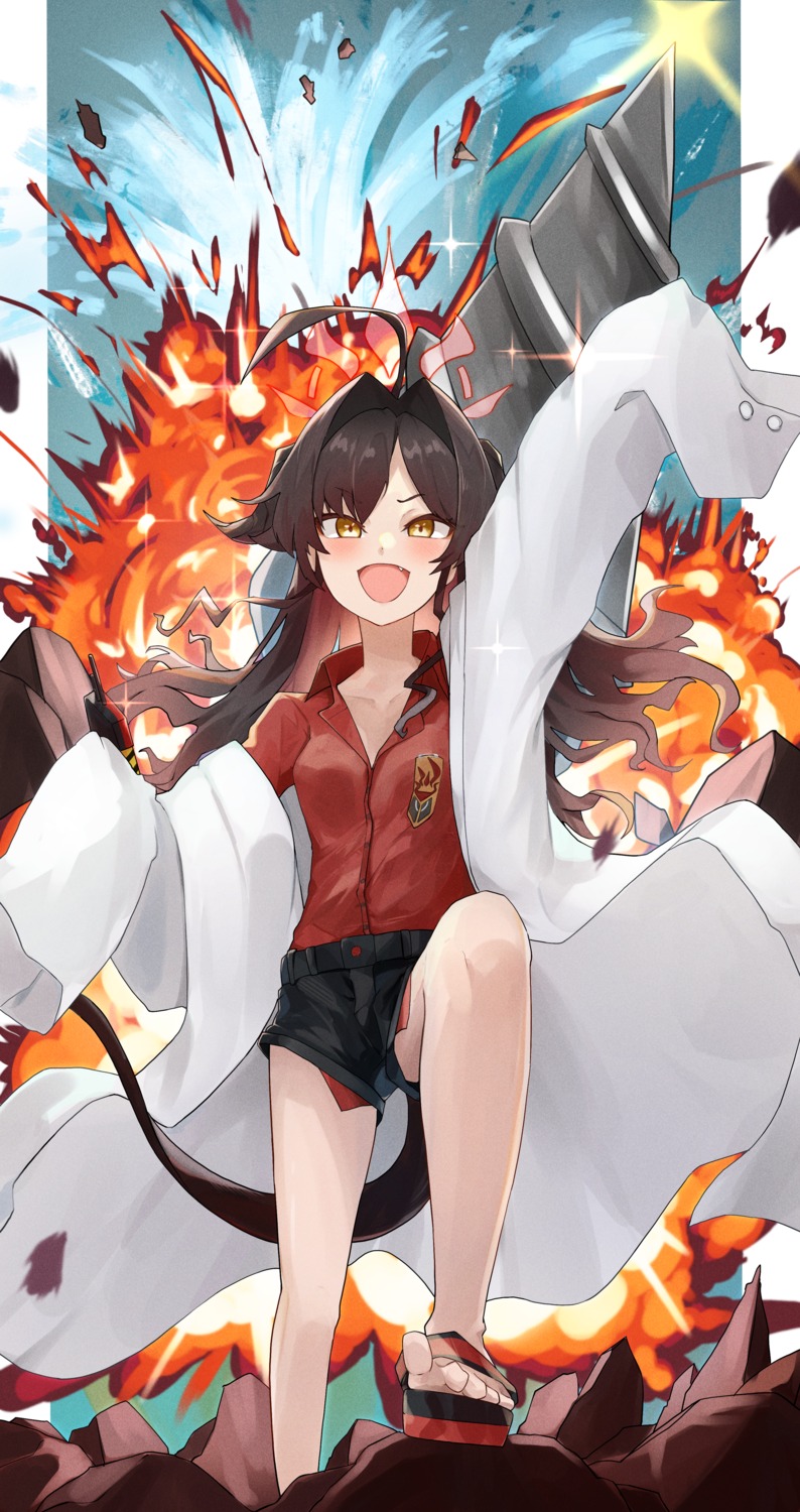 blue_archive, chankuro, devil, halo, horns, kinugawa_kasumi, open_shirt, tail, uniform