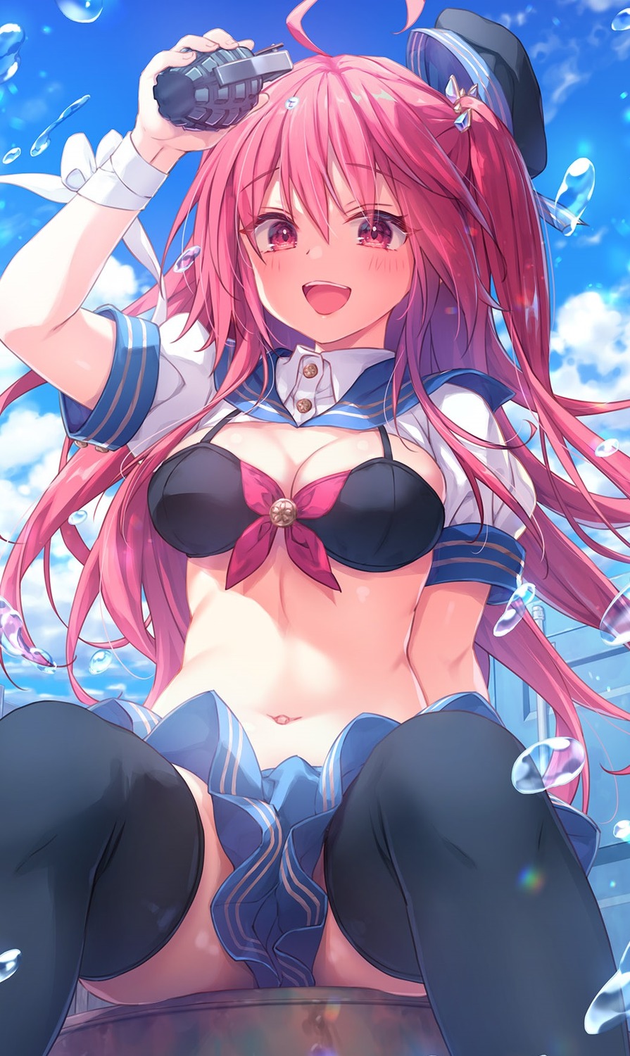 bikini_top, konomi, liar_liar, saionji_sarasa, seifuku, swimsuits, thighhighs, weapon