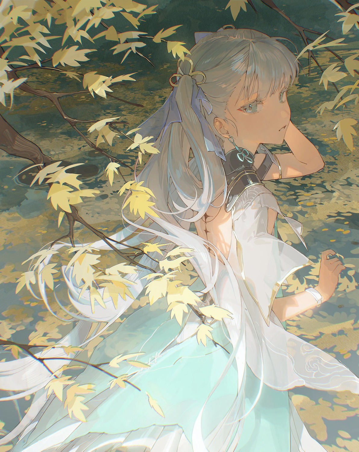 asian_clothes, dress, jinhsi, kb_beary, tattoo, wuthering_waves