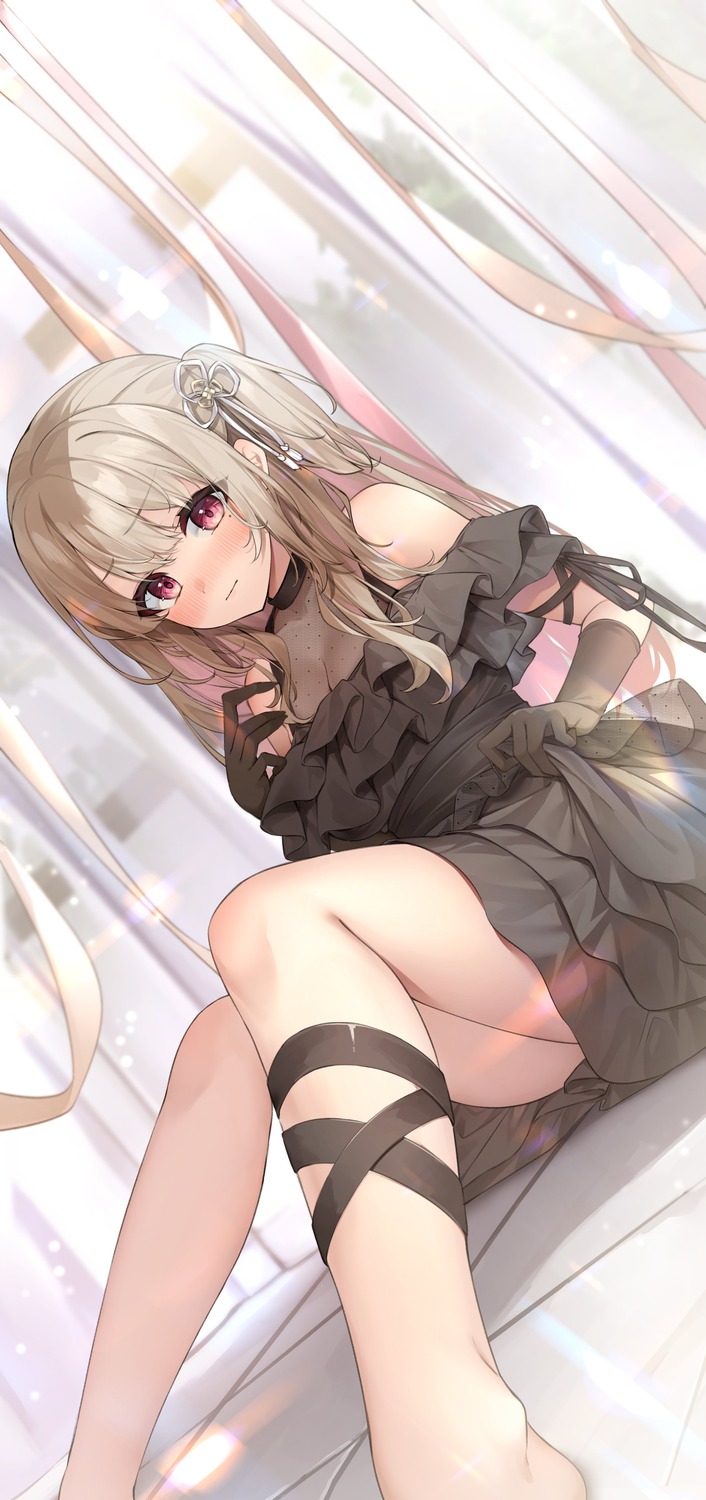 ayaginu_temari, cleavage, dress, isekai_tensei_shite_v_ni_narimashita, izumi_kei, no_bra, see_through, skirt_lift