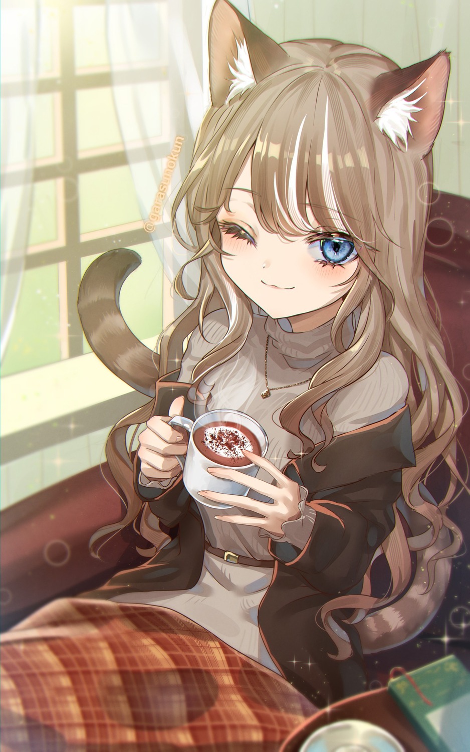 animal_ears, nekomimi, ruri-urasue-1224, sweater, tail