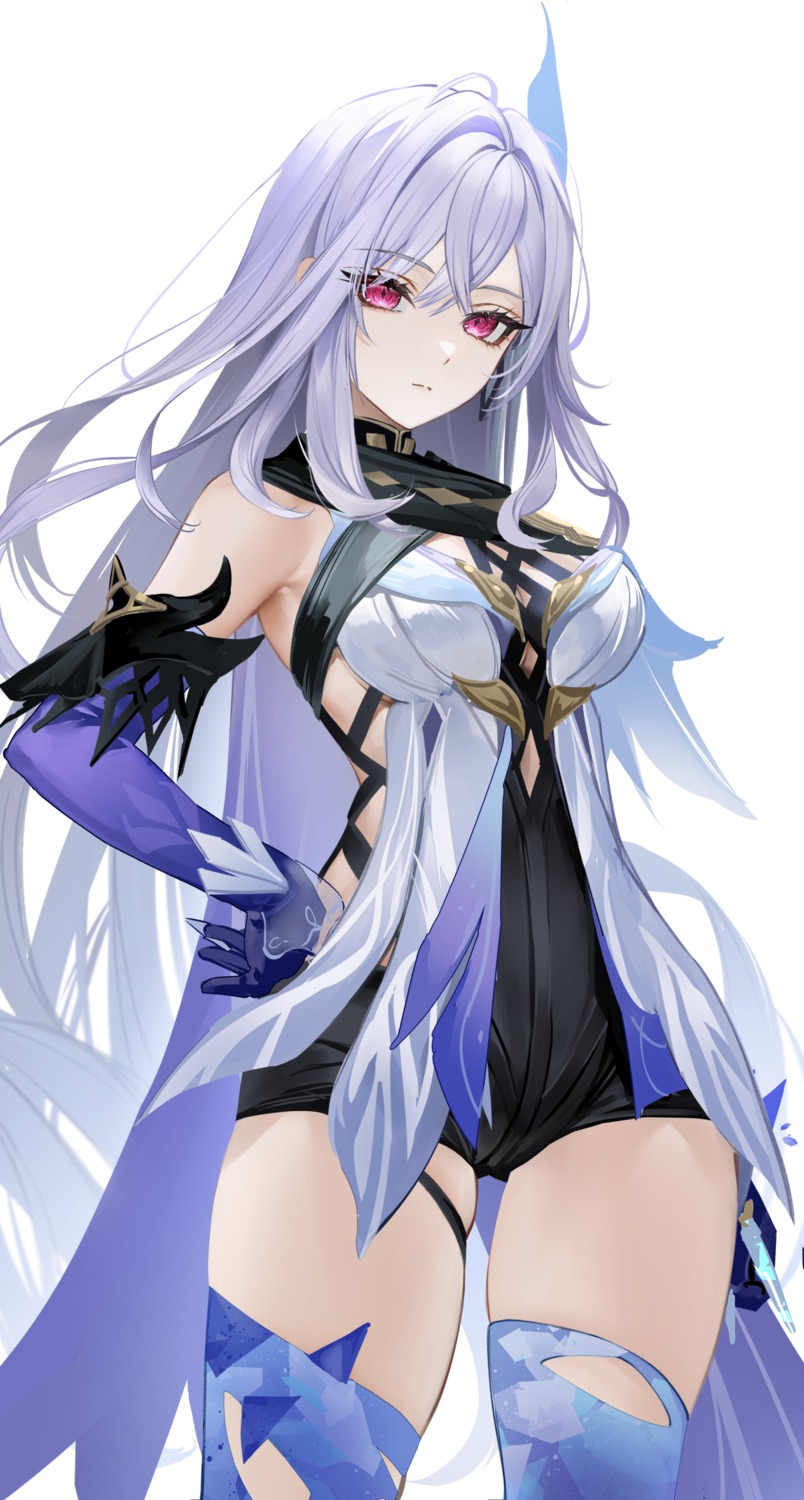 genshin_impact, rity, skirk, thighhighs, torn_clothes