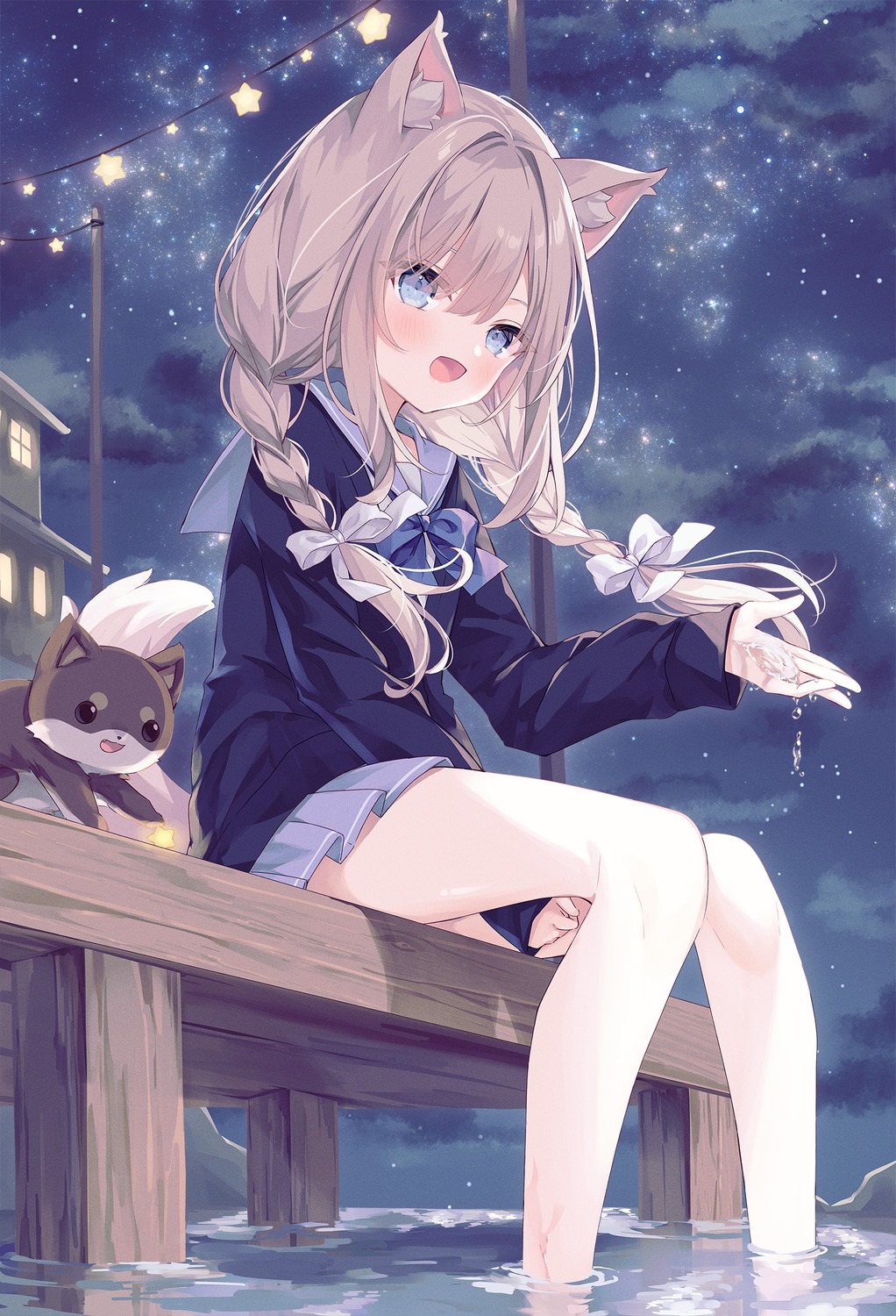 animal_ears, hoshi, inumimi, mashiro_(hoshi), neko, seifuku, sweater, tail