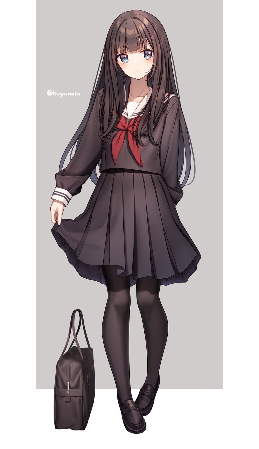 hiyori_(huyunora), huyunora, pantyhose, seifuku, skirt_lift