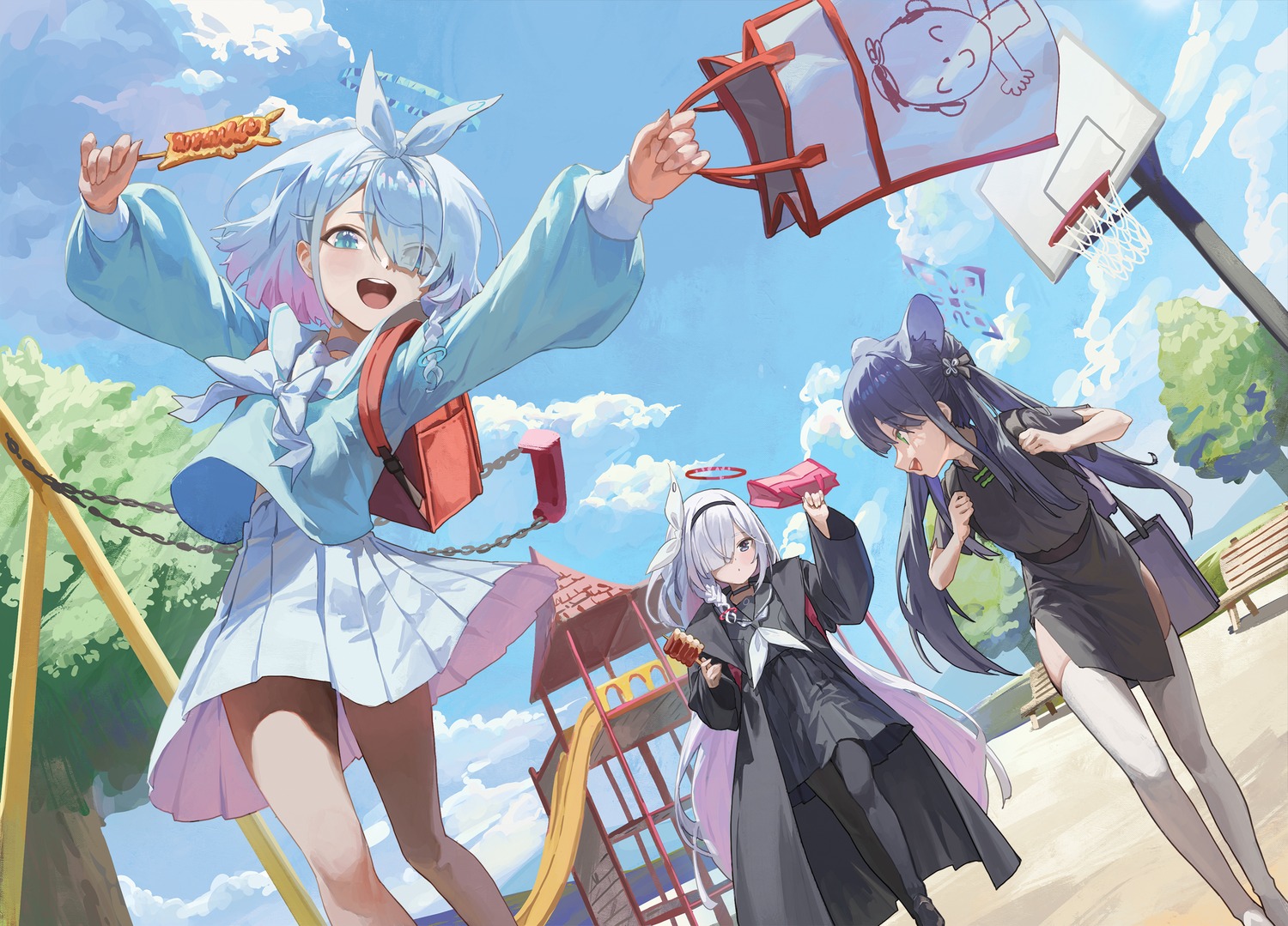 animal_ears, arona_(blue_archive), blue_archive, chinadress, halo, m.q_(mqkyrie), pantyhose, plana_(blue_archive)
