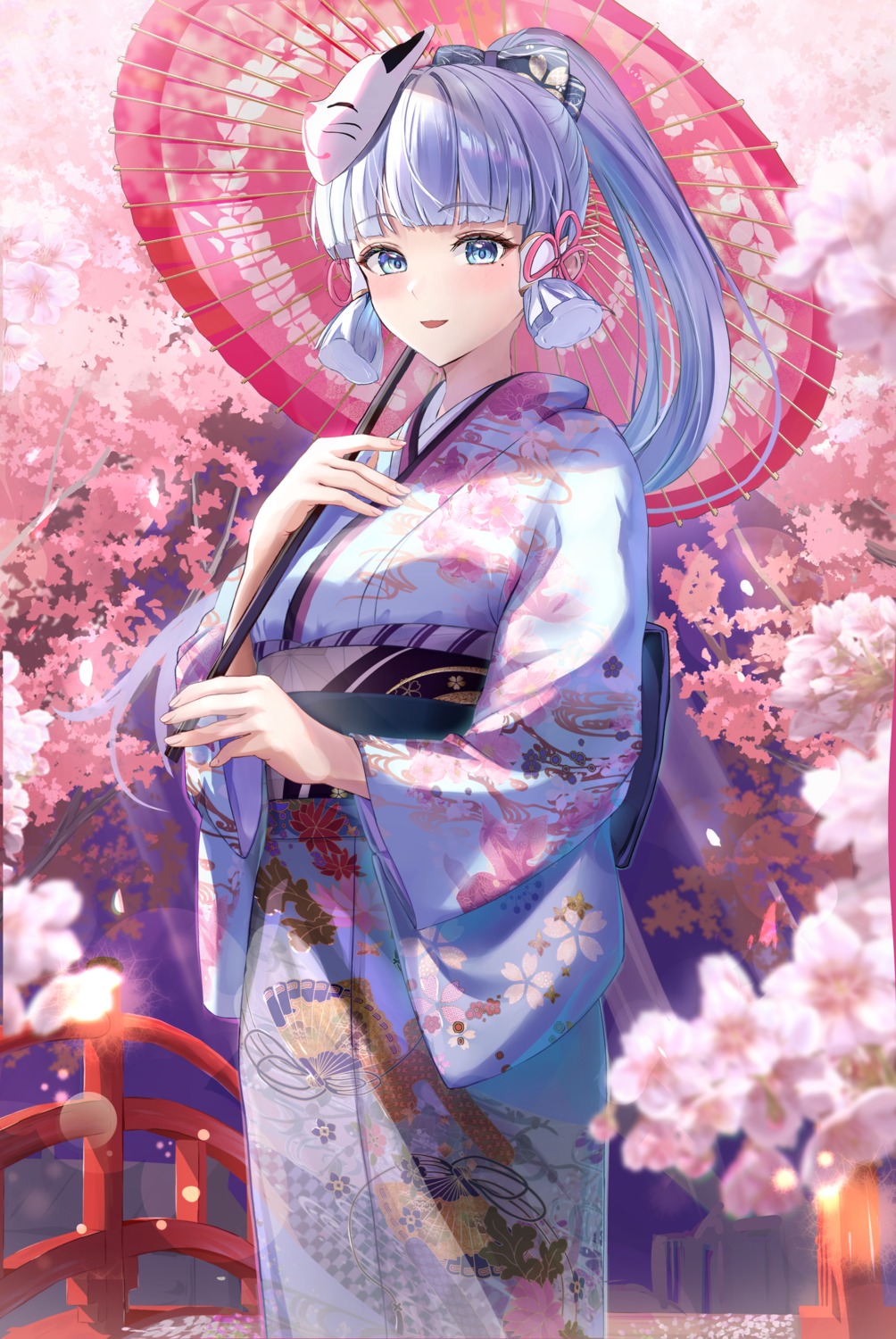 genshin_impact, kamisato_ayaka, kimono, otabaaa, umbrella