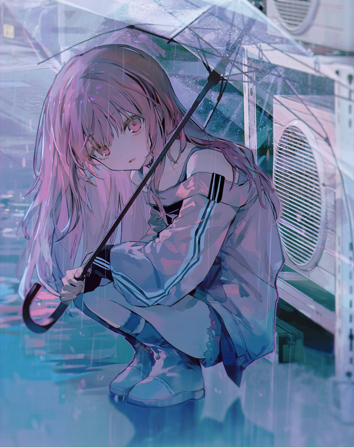 akiyama_mizuki, nezi_(fevercell), project_sekai, trap, umbrella, wet