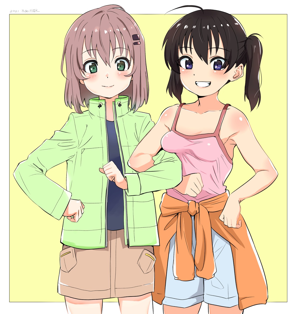 kuraue_hinata, onuma_kuma, sweater, yama_no_susume, yukimura_aoi