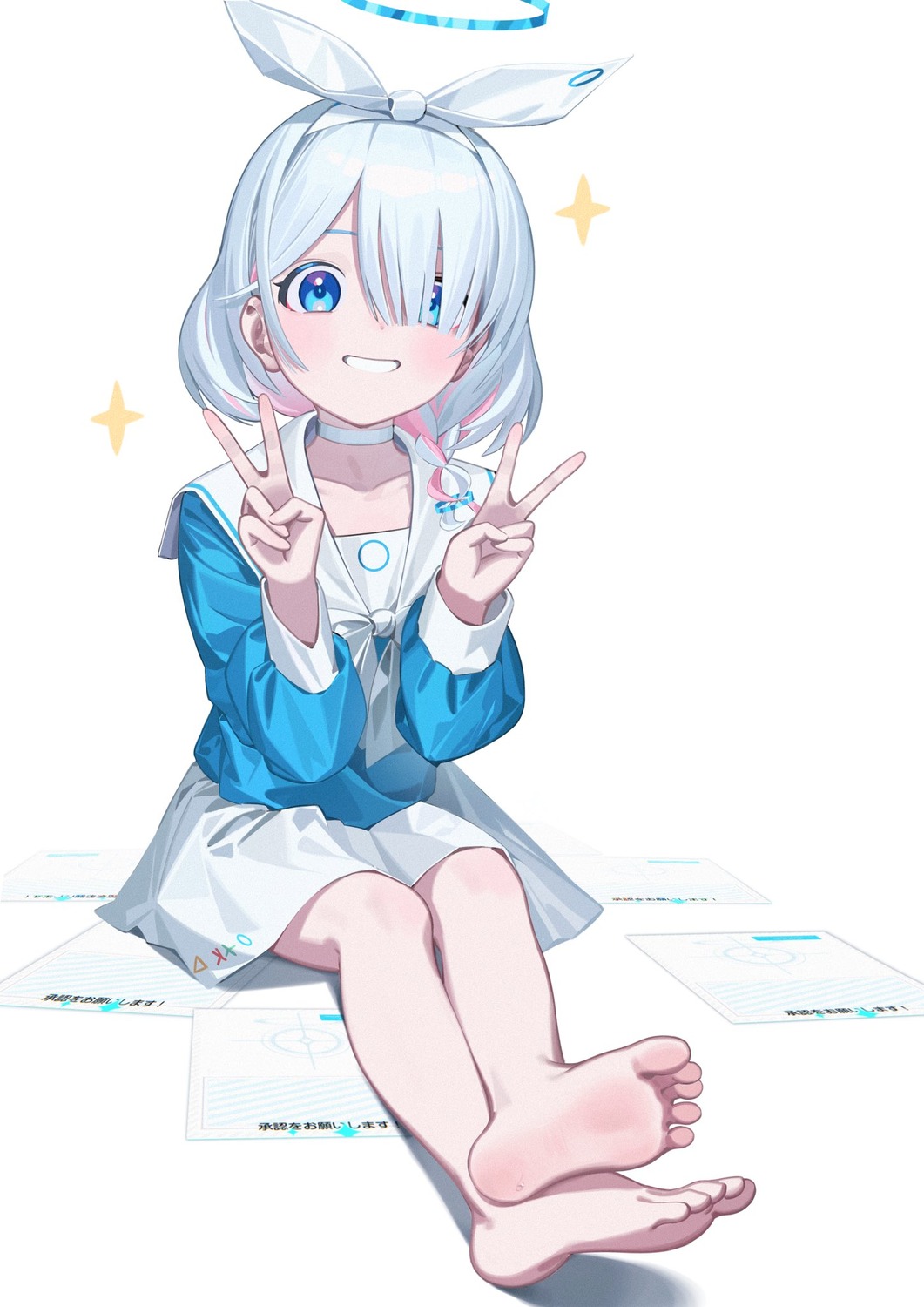 arona_(blue_archive), blue_archive, feet, halo, ryuuforkaf, seifuku, tagme