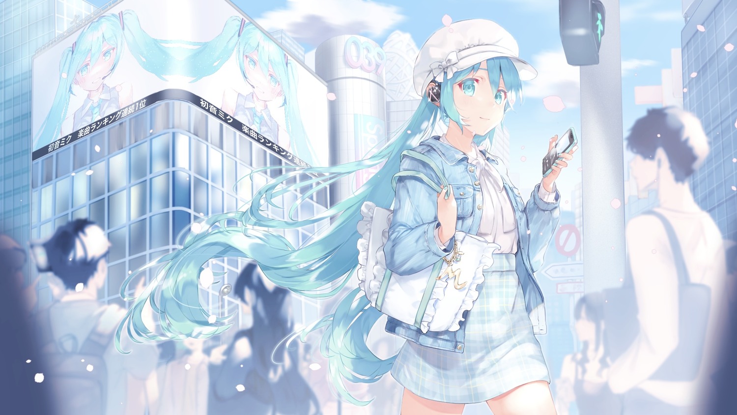 hatsune_miku, headphones, usagiplanet7, vocaloid, wallpaper