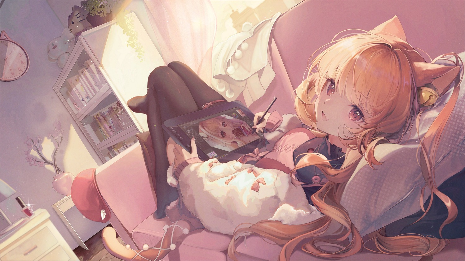 animal_ears, garter, kagefumi, nekomimi, tail, thighhighs