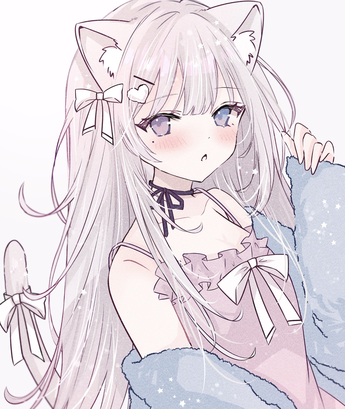animal_ears, heterochromia, lingerie, nekomimi, tail, yuyu_(shitake110)