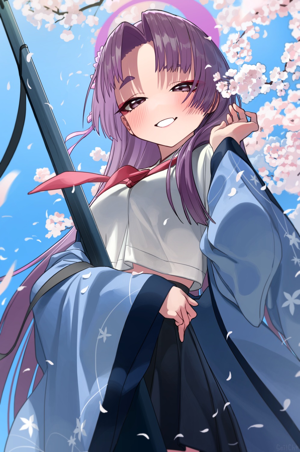 blue_archive, gun, halo, japanese_clothes, kadenokouji_yukari, sei!cho, seifuku