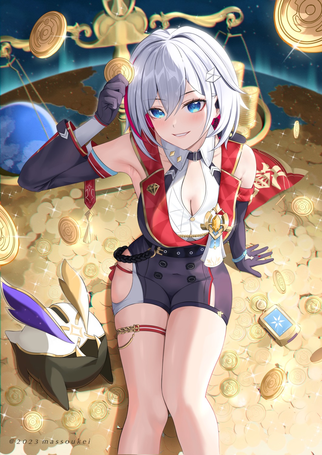 cleavage, garter, honkai:_star_rail, massoukei, topaz