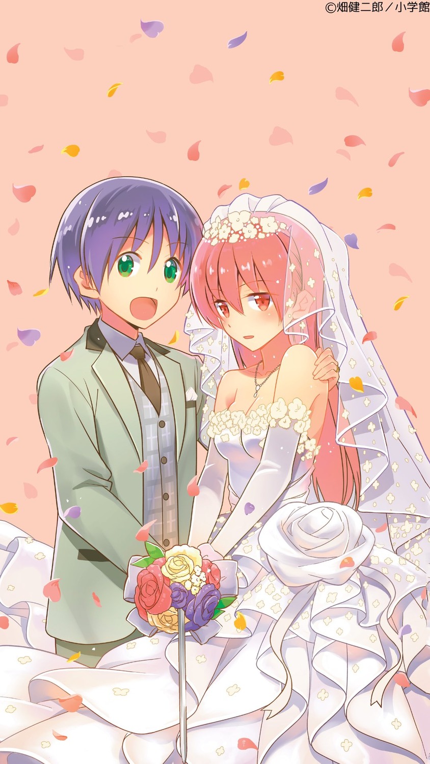cleavage, dress, hata_kenjirou, tonikaku_kawaii, wedding_dress, yuzaki_nasa, yuzaki_tsukasa