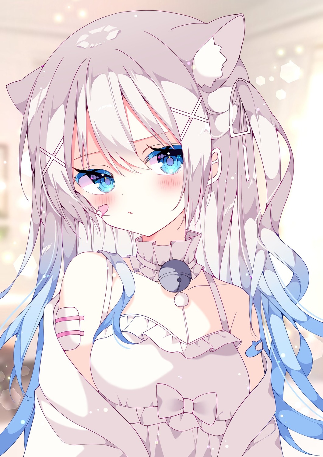 animal_ears, bandaid, indie_virtual_youtuber, mashirone_mimiy, nekomimi, suisei_1121, tail