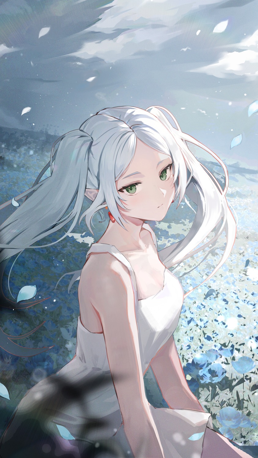 dress, elf, frieren, luzzi_(milllim), pointy_ears, sousou_no_frieren, summer_dress