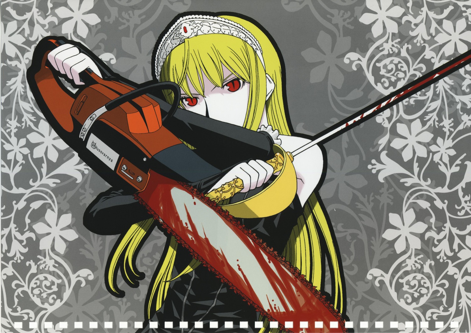 blood, chainsaw, dress, hime, kaibutsu_oujo, mitsunaga_yasunori, sword