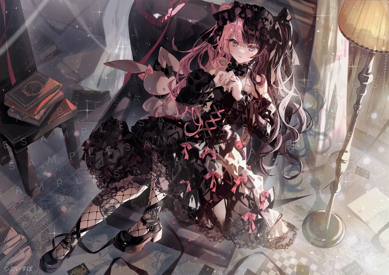 arutera, dress, fishnets, gothic_lolita, iris_black_games, lolita_fashion, pantyhose, sample