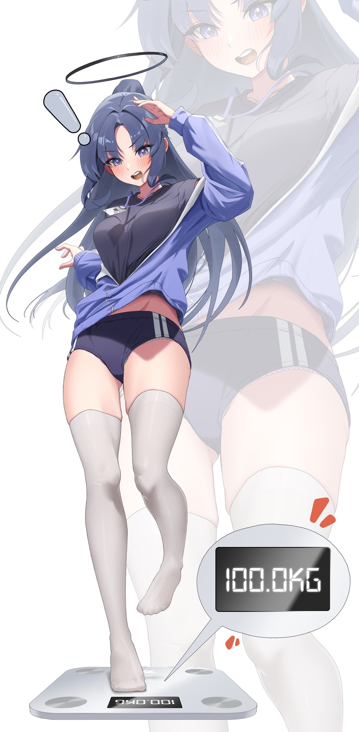 blue_archive, buruma, gym_uniform, halo, hayase_yuuka, rkin, thighhighs