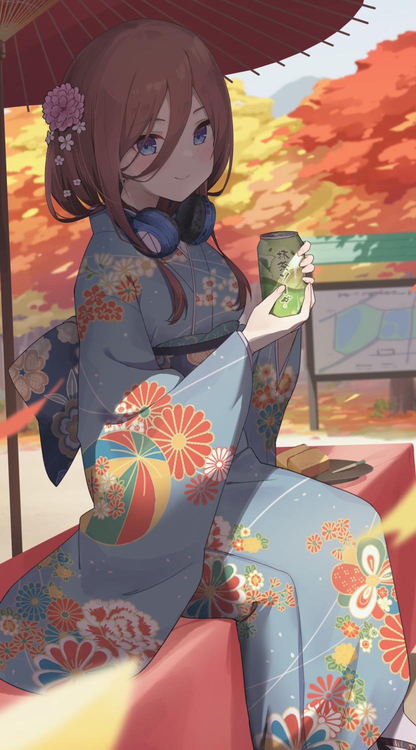 5-toubun_no_hanayome, headphones, kimono, nakano_miku, profnote