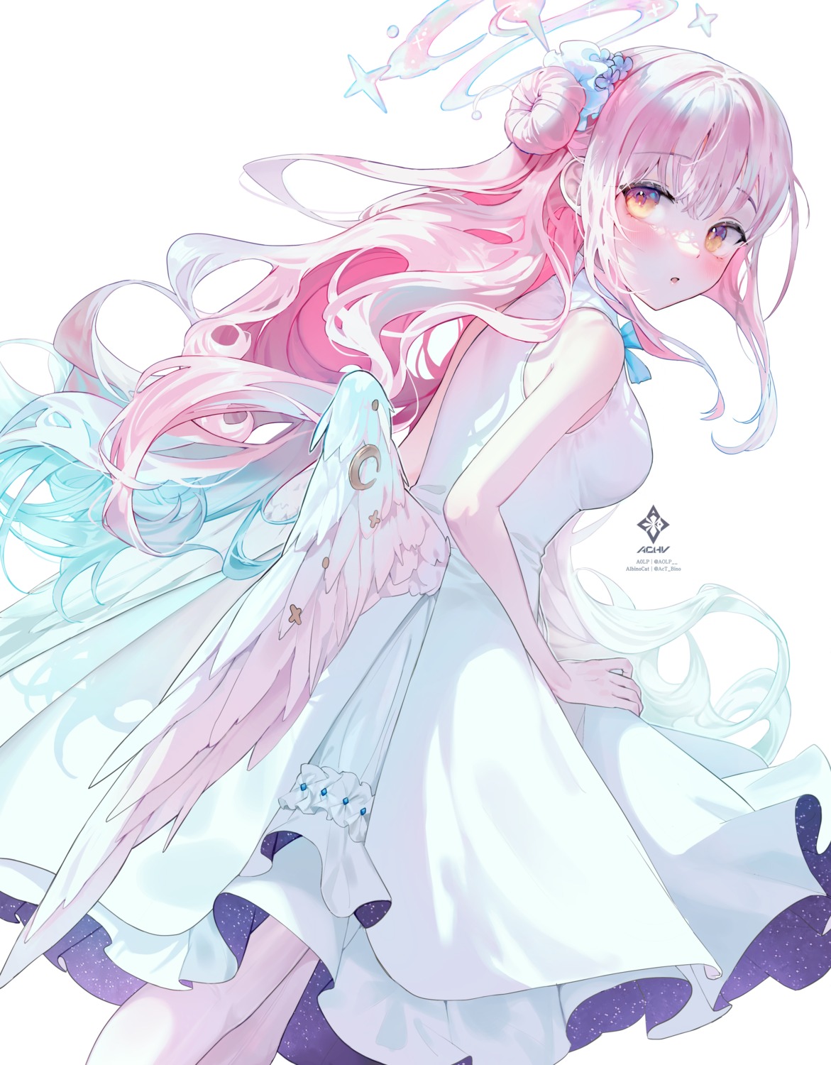 a0lp, angel, blue_archive, dress, misono_mika, pantyhose, wings