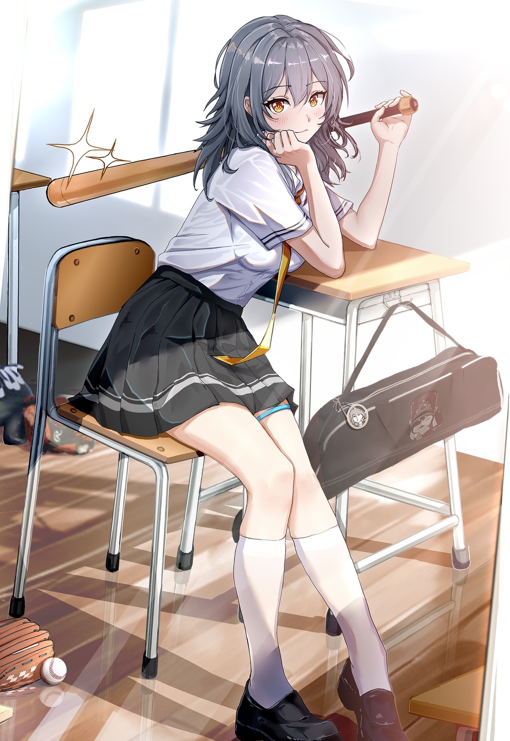 baseball, garter, honkai:_star_rail, seifuku, stelle, wangzili_shitoumen