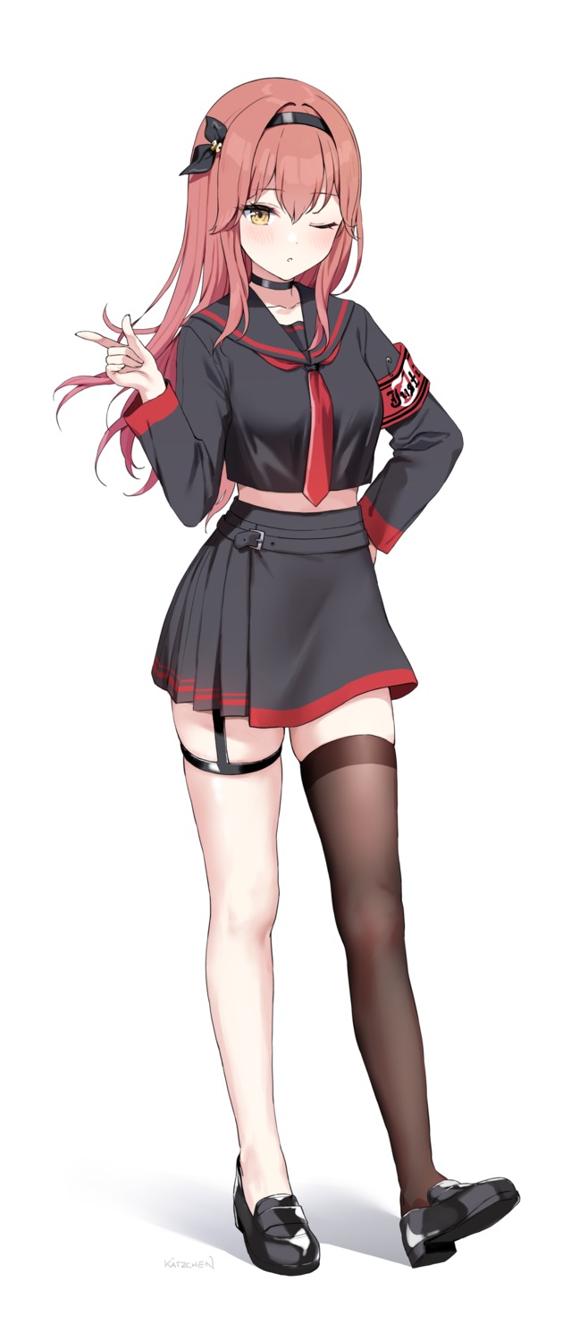blue_archive, cosplay, garter, kaetzchen, liliya_(kaetzchen), nakamasa_ichika, seifuku, thighhighs