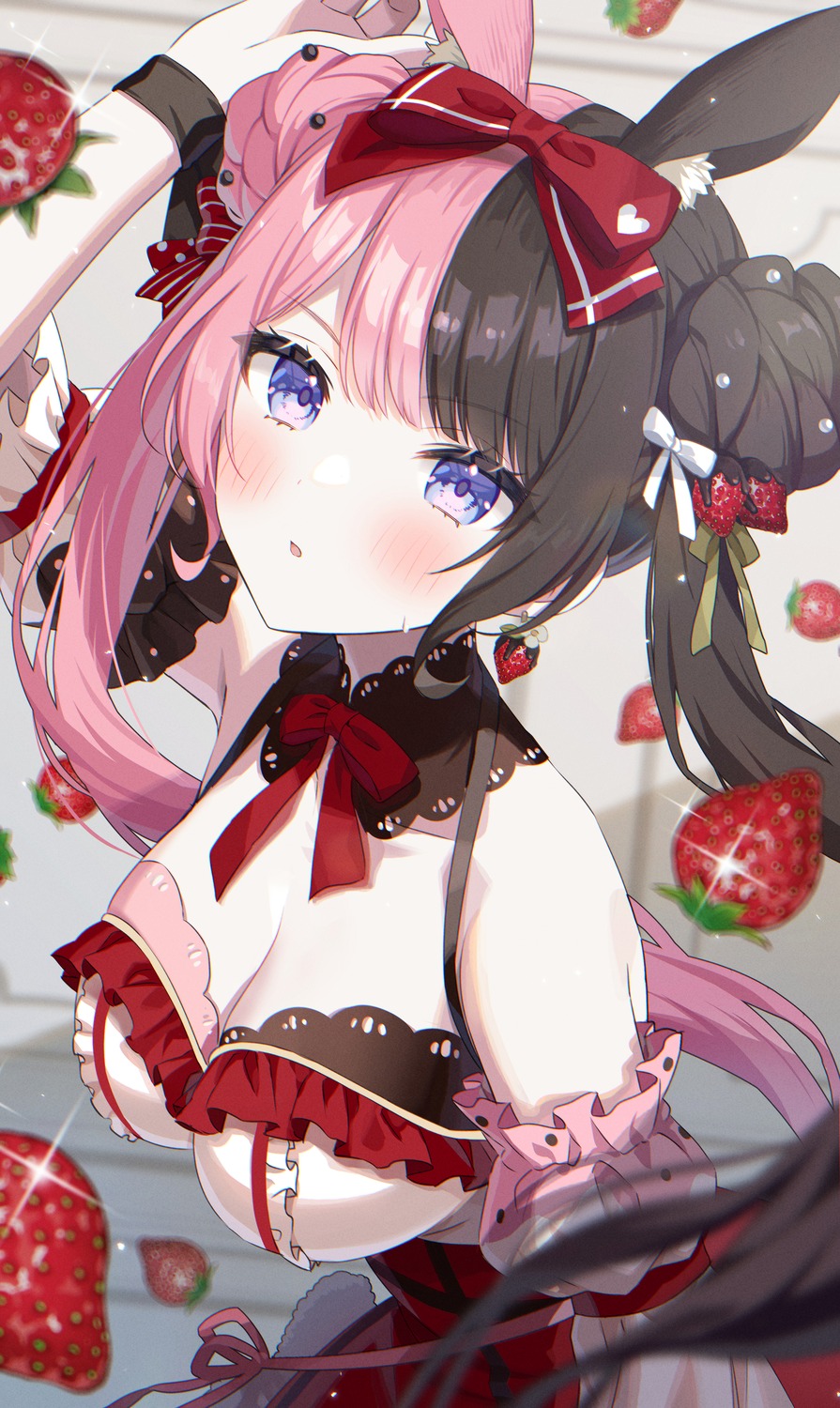 animal_ears, cleavage, iris_black_games, momoimon, tachibana_hinano, vspo!