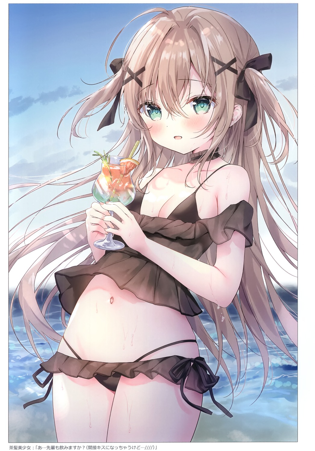 ame_usagi, amedama_con, bikini, see_through, swimsuits, wet, yuna_(amedama_con)