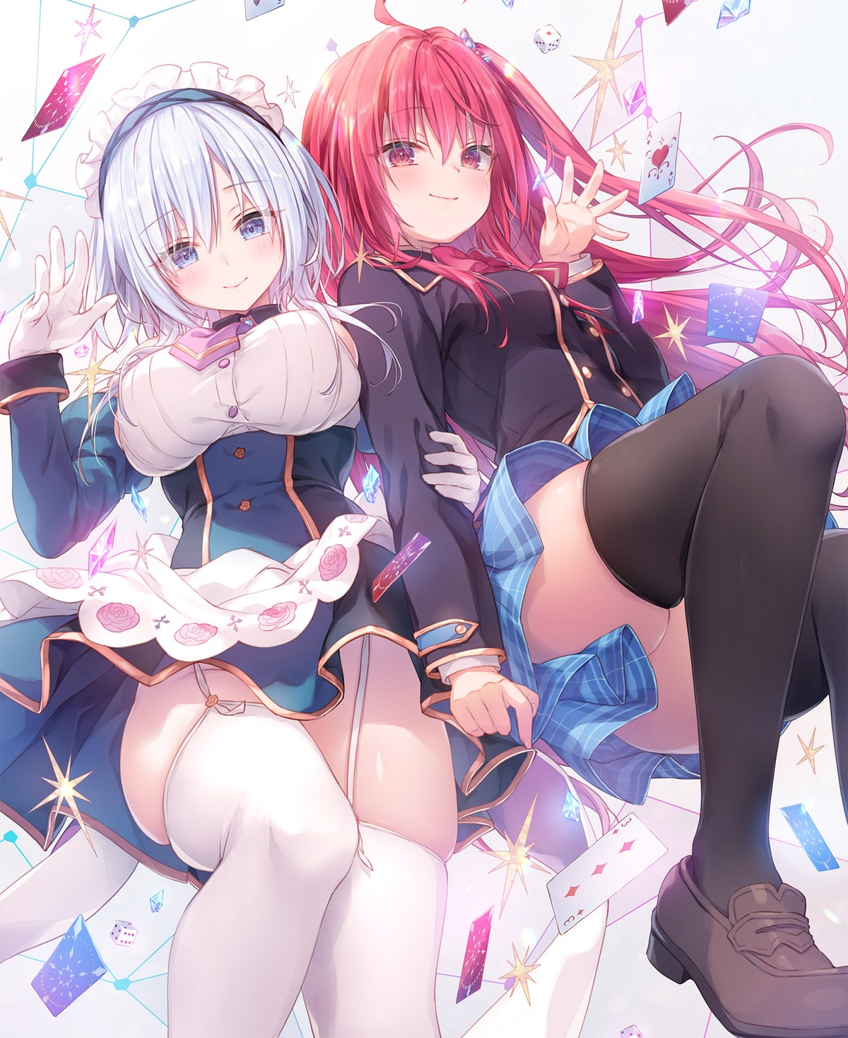 himeji_shirayuki, konomi, liar_liar, maid, saionji_sarasa, seifuku, skirt_lift, stockings