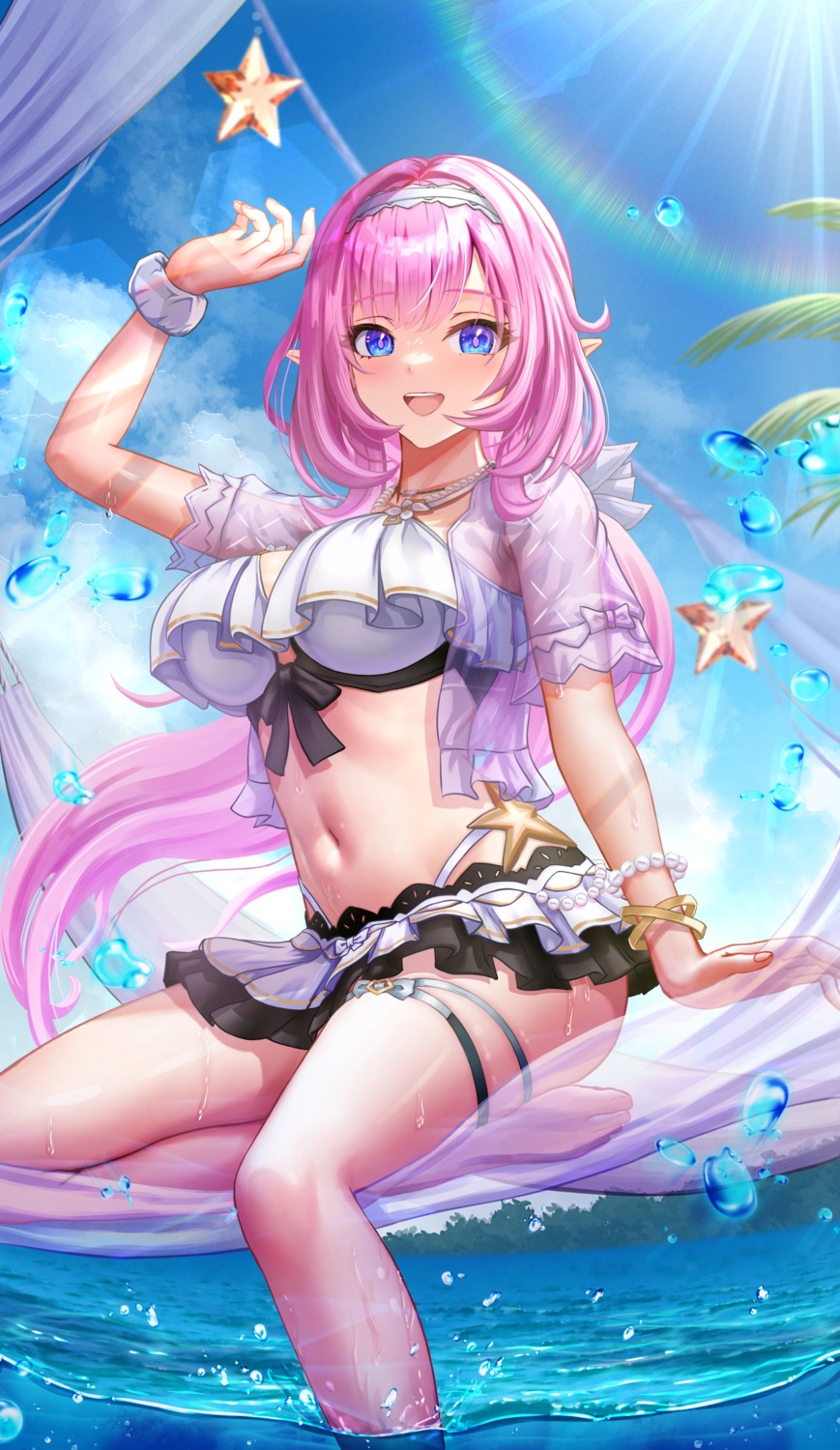 benghuai_xueyuan, bikini, elysia_(honkai_impact), garter, honkai_impact, see_through, swimsuits, wajuniorbox